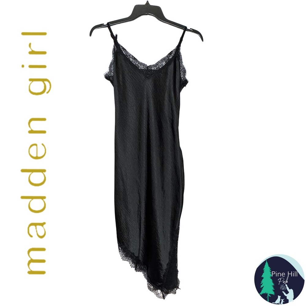 Steve Madden Madden Girl Nightgown Lingerie Womens Medium Black Lace Adj Straps